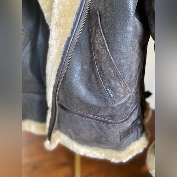 VTG Style B3 Aviator Bomber Military  Airforce Flying Biker 80s 90s Leather Coat - Picture 6 of 15